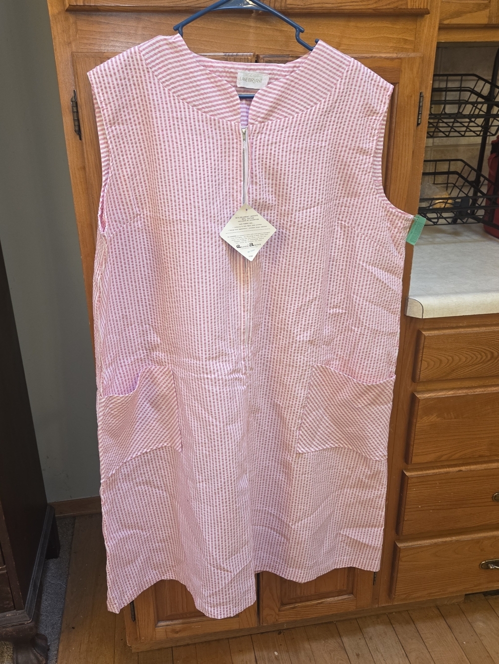 Vintage Lane Bryant Zip-up Seersucker Housecoat - new